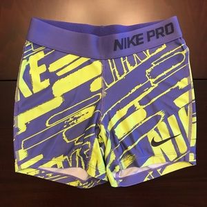 Nike Combat Pro Spandex Shorts - Purple/Yellow